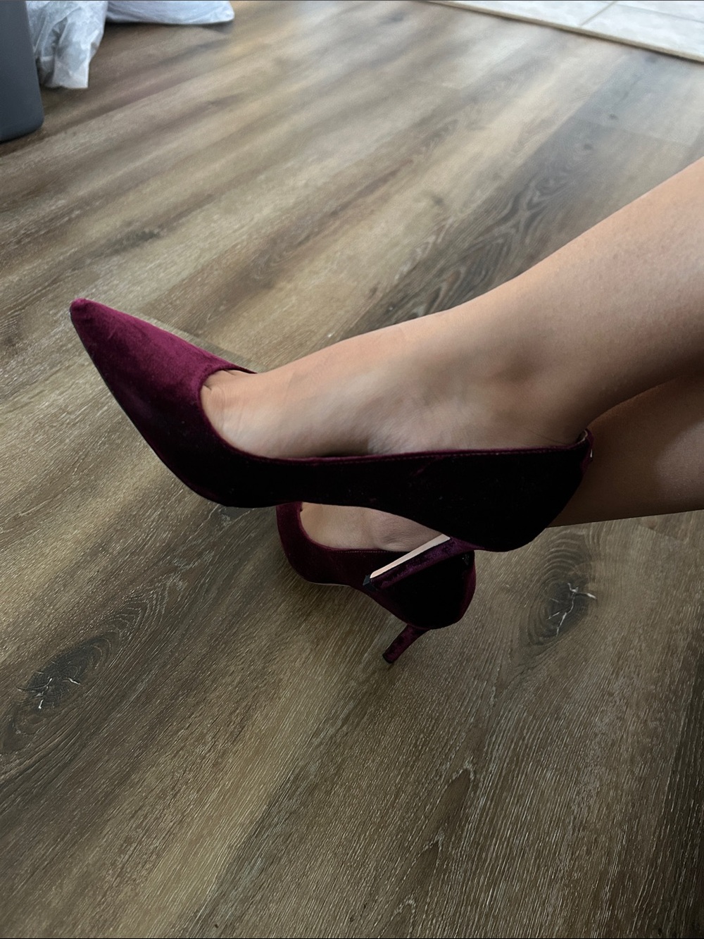 Sam Edelman Burgundy Velvet Pointed Toe Stiletto Pumps